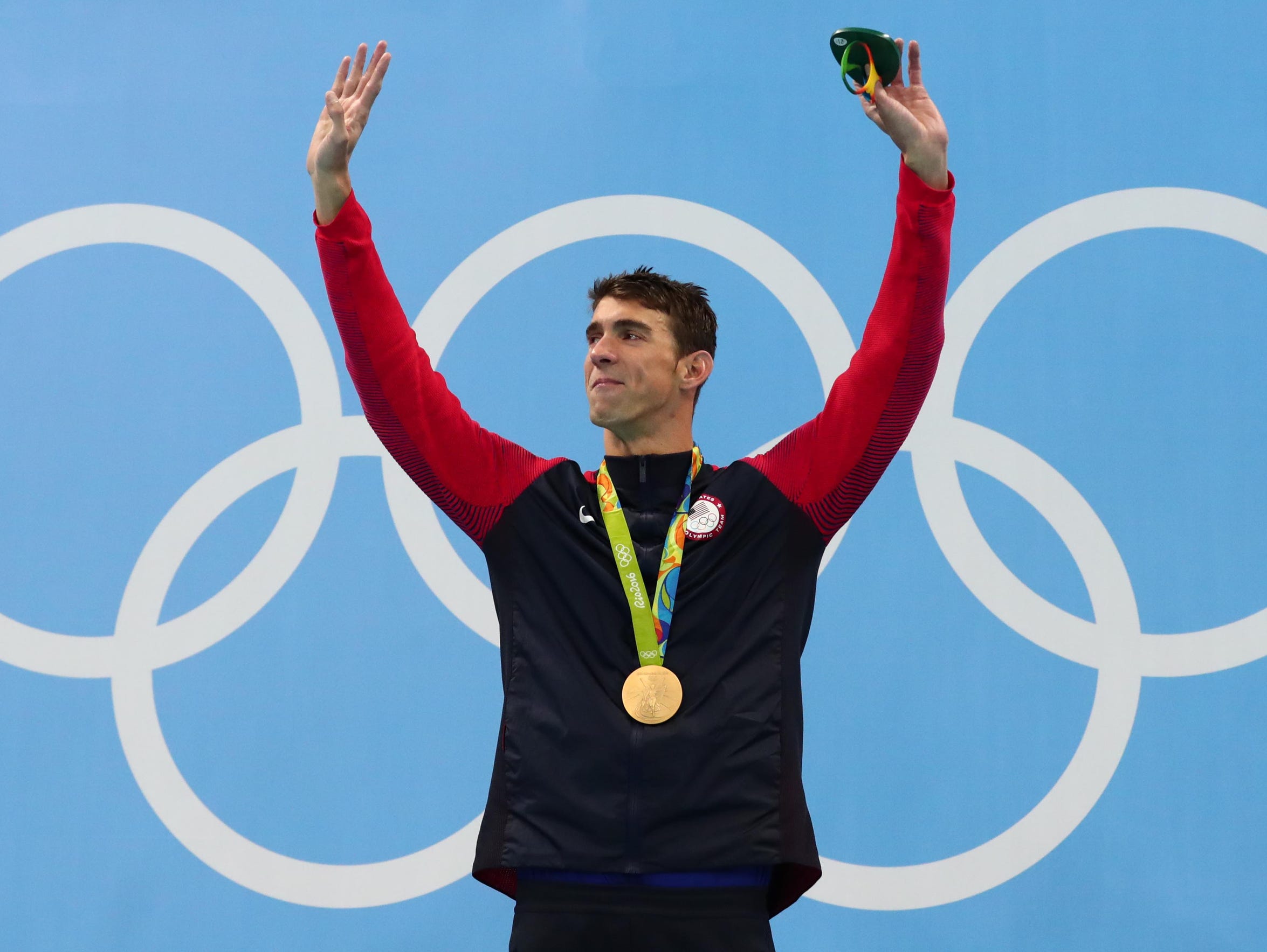 Michael Phelps waves goodbye at the Rio Olympic Games