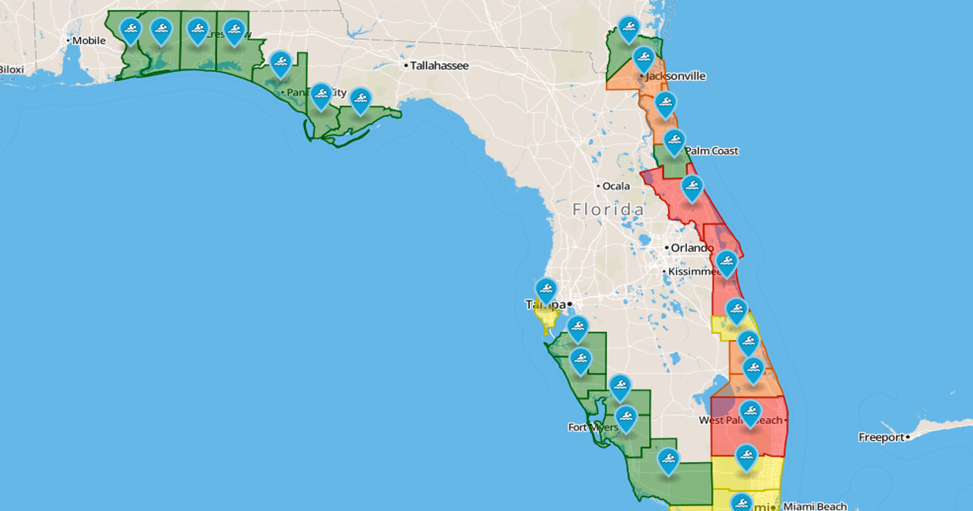 Shark Attacks In Florida Map Maps For You