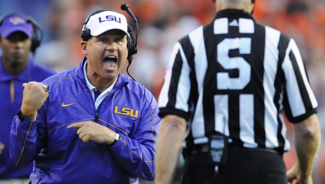 LSU coach Les Miles leads the Tigers into a pivotal SEC game at Alabama.