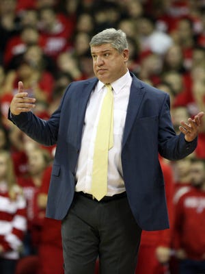 Siena coach Jimmy Patsos directs his team during a 2015 game against Wisconsin.