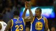 Kevin Durant and Draymond Green celebrate during the