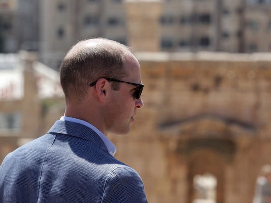 Prince William visits the archaeological ruins of Jerash