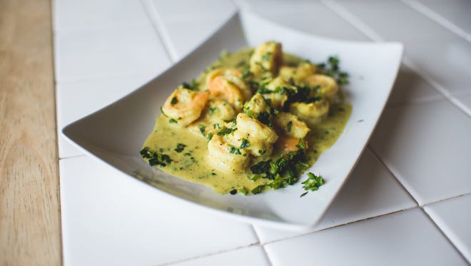 A shrimp dish prepared by Hamir Patel, who is the first three-month audition for Taste Test.