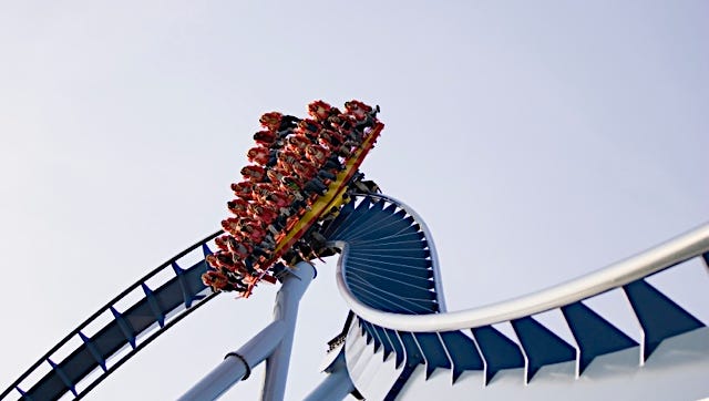 This is the Griffon dive coaster at Busch Gardens, Williamsburg, Va. If Cedar Point as expected announces a new dive coaster, it will be only the third one in the United States