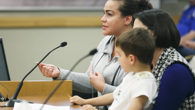 Coya Crespin, who rents an apartment in Portland, testifies in support of House Bill 2004 at a hearing concerning the housing crisis, rent control and evictions on Wednesday, April 3, 2017, at the Oregon State Capitol. The proposed bill would bar no cause evictions and lift a statewide ban on rent control.