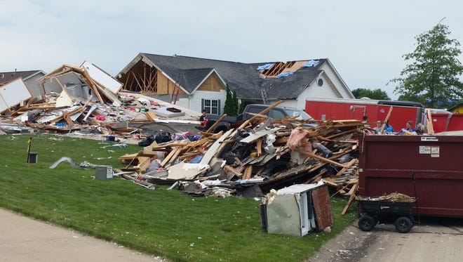 Severe storms caused a house to collapse in Walford, Iowa.