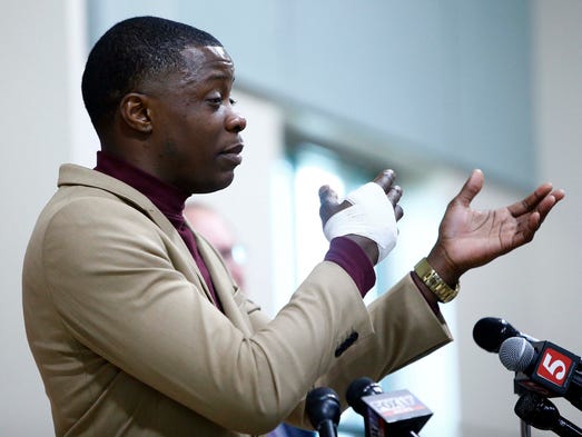 Hero James Shaw speaks during a press conference on