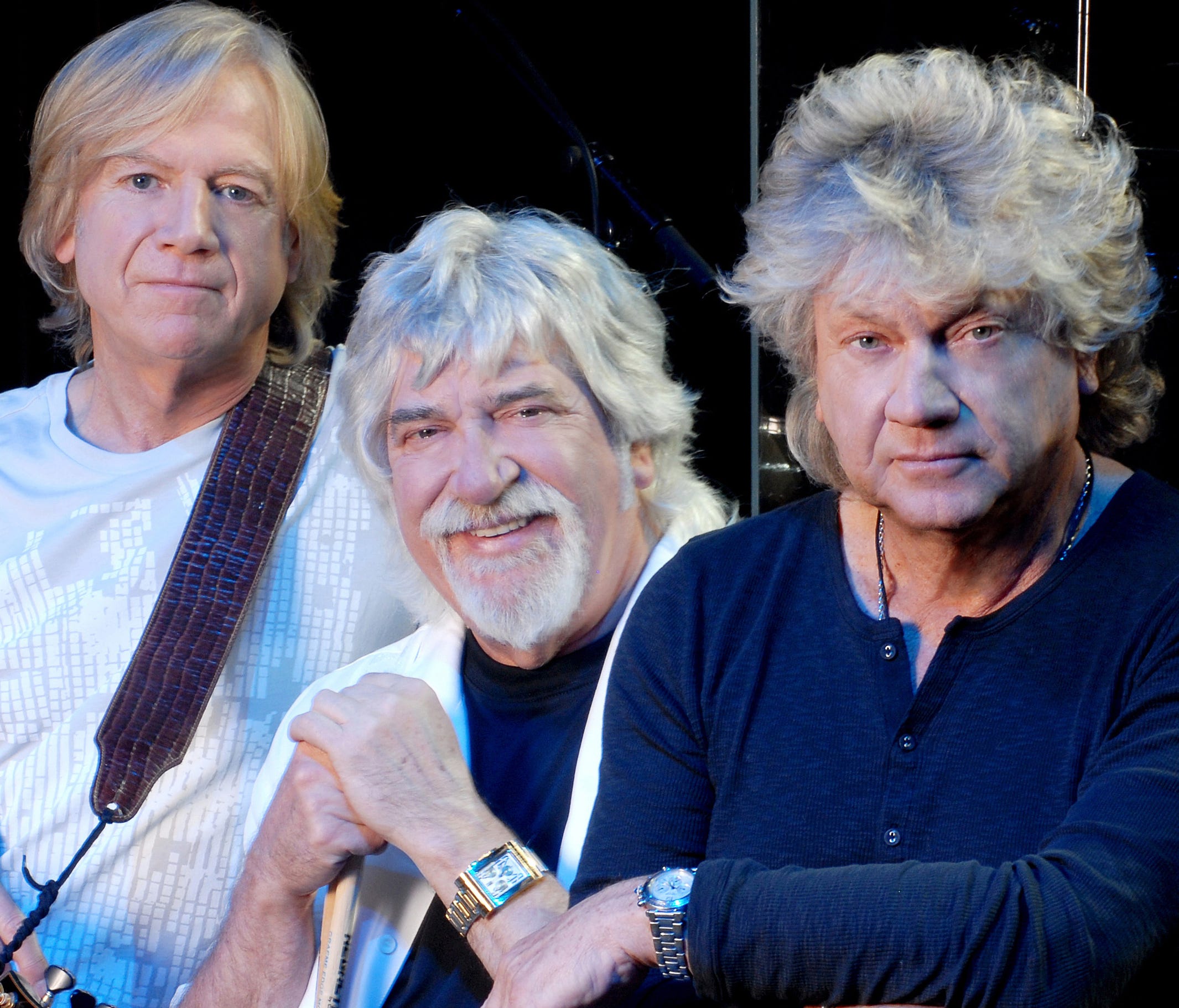The Moody Blues current lineup of Justin Hayward, left, Graeme Edge and John Lodge.