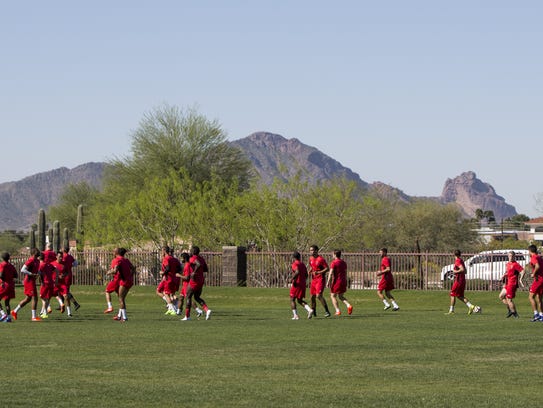 The Phoenix Rising FC soccer team practices at the