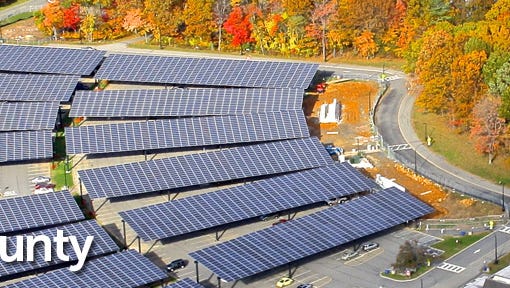 Solar panels installed at County College of Morris through a Morris County program.