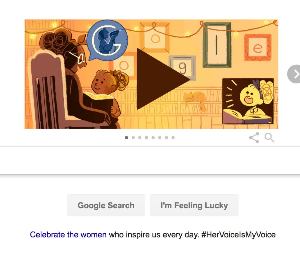 Google's Doodle honoring International Women's Day.
