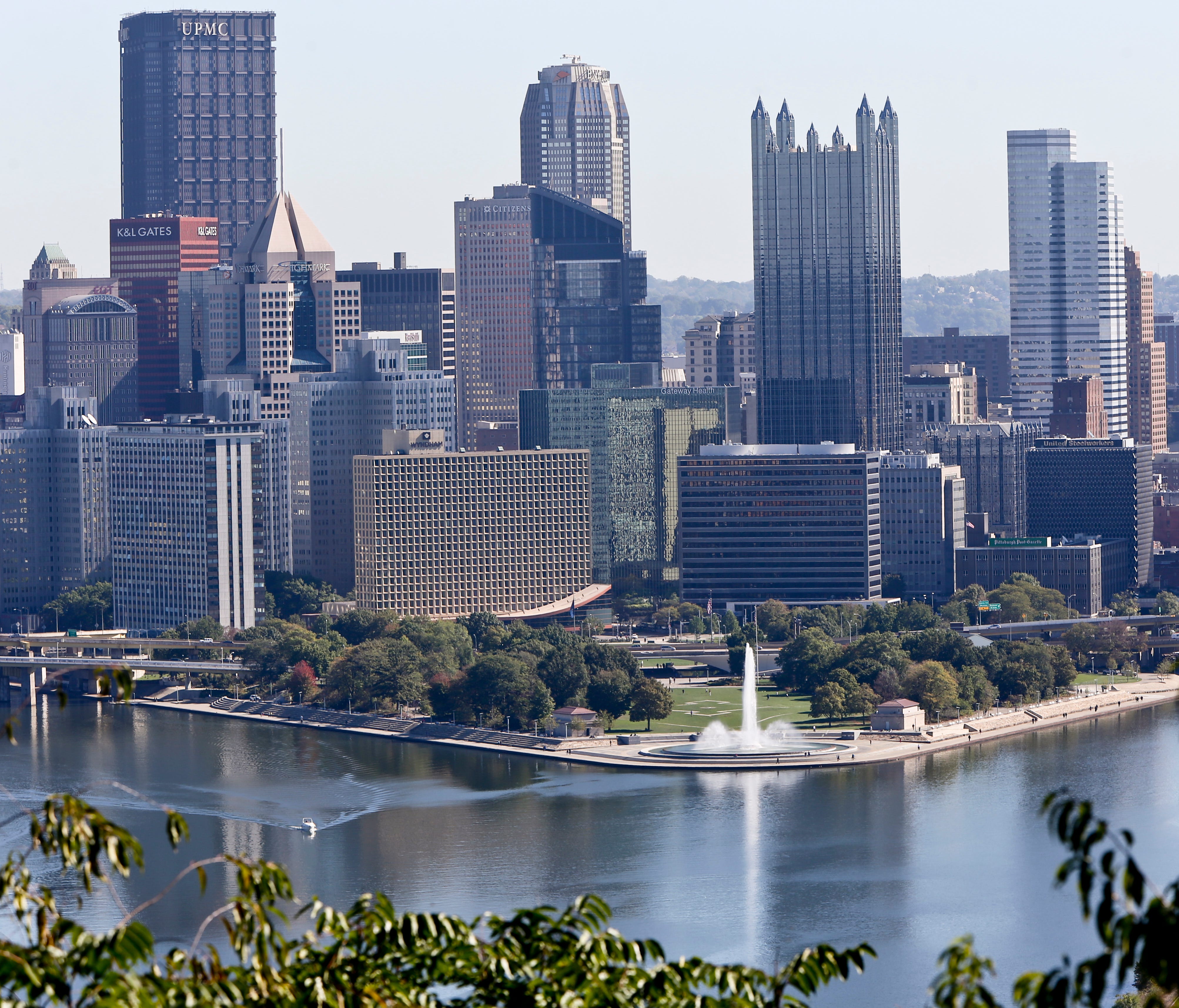 The skyline of downtown Pittsburgh is seen on Oct. 18, 2017.