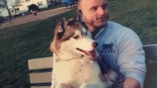 Jake Straw is shown with one of his favorite dogs Luna, a Siberian Husky. The former Beverly High School state championship hockey player will be waked at Beverly's Campbell Funeral Home on Sunday afternoon, July 26.