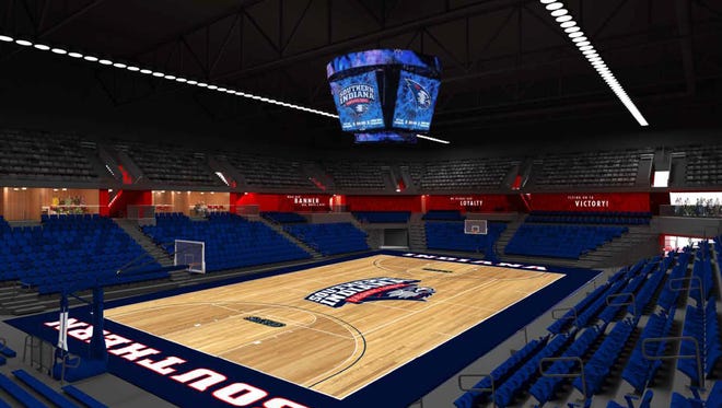 Inside rendering of the new USI PAC arena.
