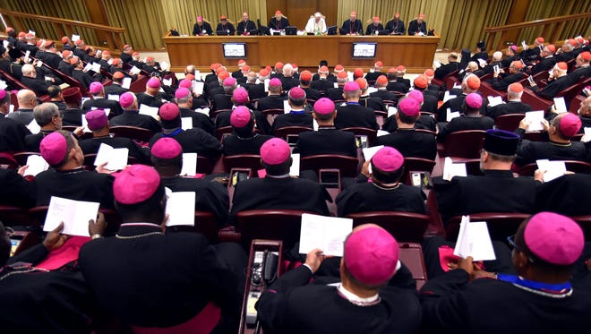 Pope Francis leads the XVI Ordinary Meeting of the Synod of Bishops at the Synod Hall, Vatican City, on Oct. 5, 2015.