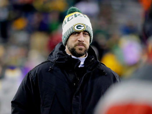 Green Bay Packers quarterback Aaron Rodgers watches