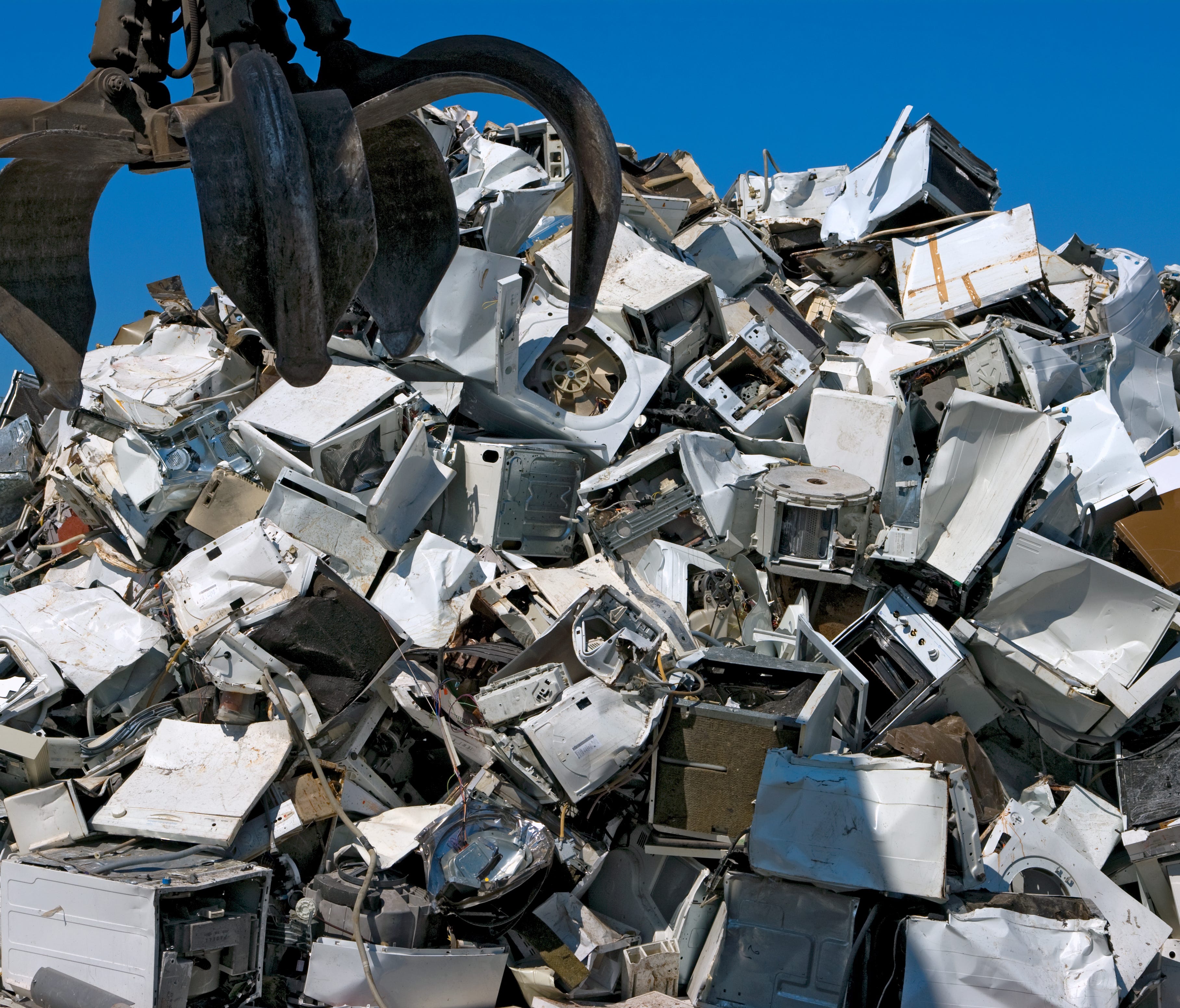 A pile of old appliances for metal recycling