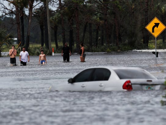 Sunshine Boulevard in Lehigh Acres was flooded at the