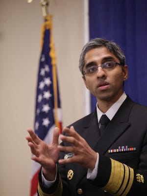 U.S. Surgeon General Vivek H. Murthy M.D., M.B.A. speaks to press after talking with over 100 health care providers at The Riverfront Residence Hall in downtown Flint on Monday February 15, 2016 discussing the public health response to the Flint water crisis.
