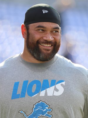 Aug 27, 2016; Baltimore, MD, USA;  Lions DT Haloti Ngata prior to the game against the Baltimore Ravens at M&T Bank Stadium.