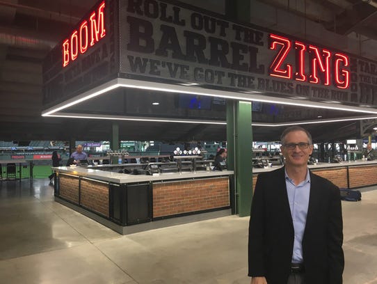 Brewers COO Rick Schlesinger shows off the new Zing