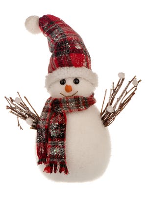 Christmas decorative snowman on white background.