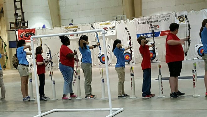 High school archers compete at the ALAS Competition in Alexandria over the weekend. Airline finished first in the high school division.