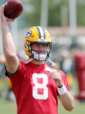 Green Bay Packers quarterback Tim Boyle (8) throws