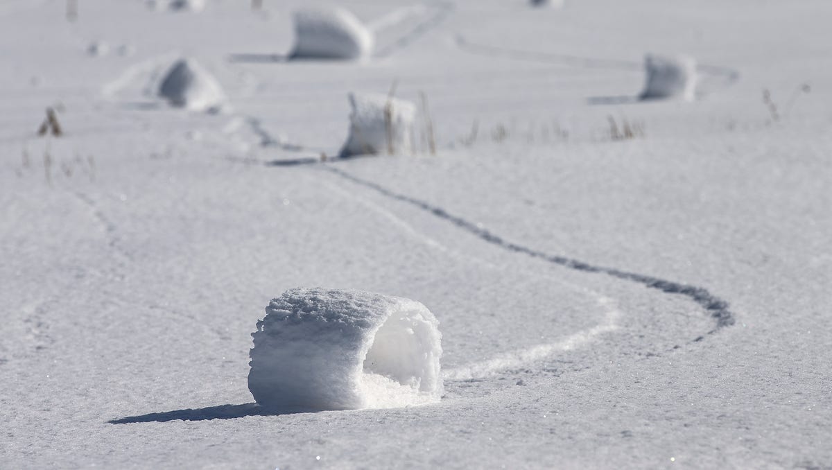 Snow rollers, a rare weather phenomenon, form in Fond du Lac County