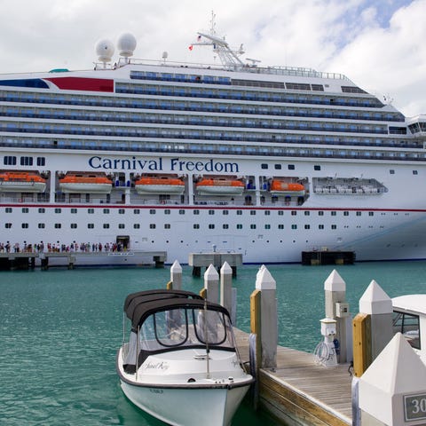 The Carnival Freedom is docked in Key West, Fla., 