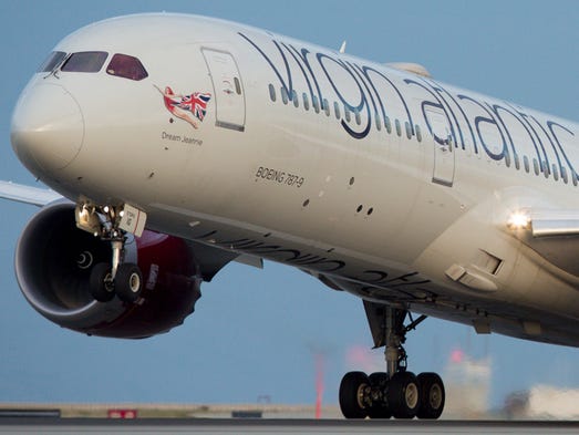 A Virgin Atlantic Boeing 787-9 takes off for London