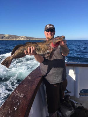 Clayton Wortman of Ventura caught a 12-pound lingcod while fishing on the Mirage.