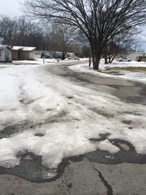 Gossett Road in the Henrietta area remains icy.