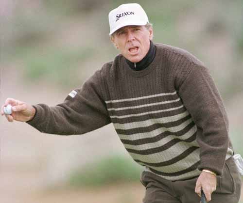 Australian Graham Marsh acknowledges the gallery after he birdied the 18th during the second round of The Tradition at Desert Mountain in Scottsdale, Ariz., Saturday, April 3, 1999. Marsh shot a 5-under 67 to take him to 8 under in the Senior PGA major.
