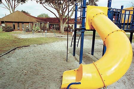 A view of the building at Rotary Park from the play ground as it presently exists. The building is scheduled to under go renovations. 12/5/99 Paul Crate/News Chief.