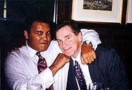 Paul Dunphy of Cummaquid with Muhammed Ali in Boston in 1994. Dunphy was vice president of student development at Mount Ida College, Newton, when the college awarded an honorary degree to Ali in 1994. The two have been friends ever since.