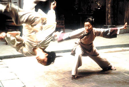 FILE--Zhang Ziyi, left, and Michelle Yeoh battle in this scene from director Ang Lee's hit film, "Crouching Tiger, Hidden Dragon." It is among the movies from 2000 nominated for Best Picture in the 73rd Academy Awards, which will be presented Sunday, March 25, in Los Angeles.