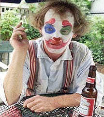 Perri the Clown, taking a break in Provincetown, needed help from the American Civil Liberties Union to return his act to the street after his behavior drew complaints.