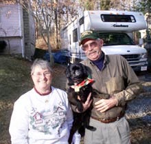 Pat and John Wood of Sandwich are fulfilling a long-held dream by taking to America's roads in their new RV. Their dog, Austin, is coming too.