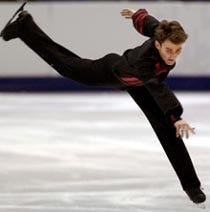 US figure skater Todd ELdredge competes in the men's short program in the Winter Olympics at the Salt Lake Ice Center in Salt Lake City last night.