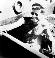 Lt. John F. Kennedy, skipper of PT boat 109, is shown relaxing in the South Pacific, in a 1943 file photo. The World War II patrol boat, commanded by Kennedy, sank in 1943 after it was hit by a Japanese warship.
