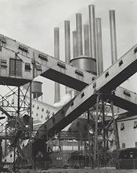 "Criss-Crossed Conveyors," 1927, is part of Charles Sheeler's series on the Ford Motor Co. plant, near Detroit.