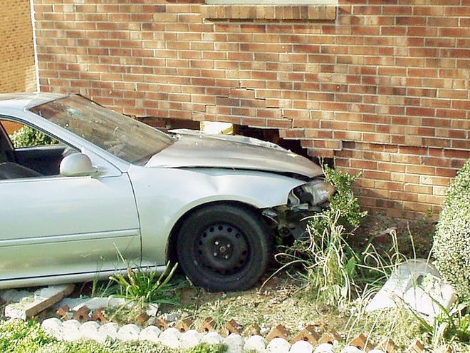 A 1995 Honda Civic damaged a house on Northside Drive Thursday afternoon after the driver lost control of the vehicle. See related story on page 4A.