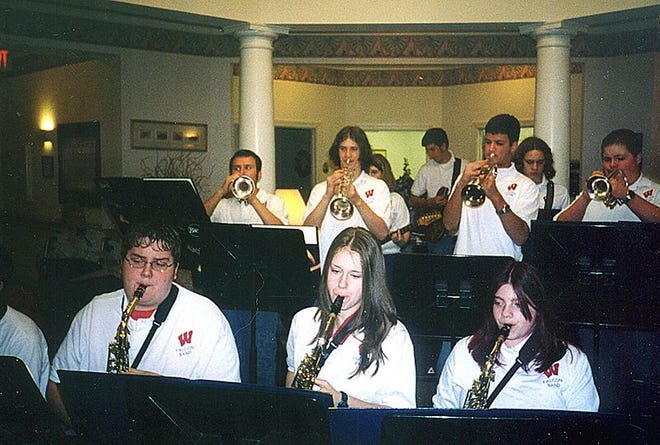 The West Henderson High School Jazz Band performed several jazzy tunes for Spring Arbor residents at a Mardi Gras celebration.