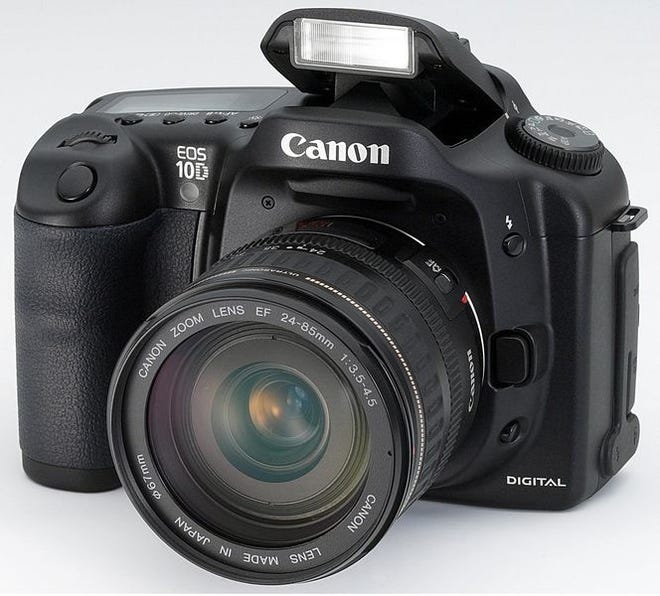 The Canon EOS 10D, a 6.3-megapixel digital camera, is professional equipment for amateur photographers.