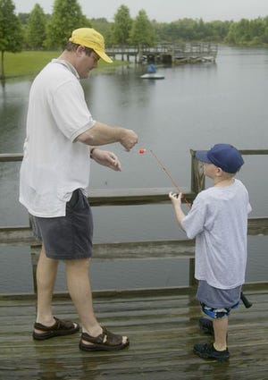 Dean Hiers and his son, Luke, 6, drove to Tenoroc from Babson Park to fish from one of the docks recently. They caught eight fish.