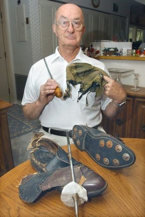 Robert Hunter of Lakeland still has the hat and golf shoes he was wearing as well as the umbrella he was holding when he was struck by lightning while playing golf on June 3, 1970. All the items were shredded, ripped or tattered by the bolt.