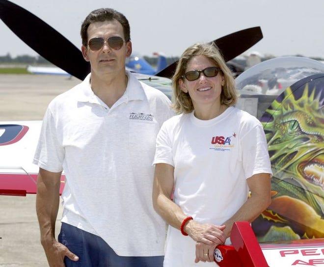 Mike and Julie Mangold are members of the 2003 United States Aerobatics Team.