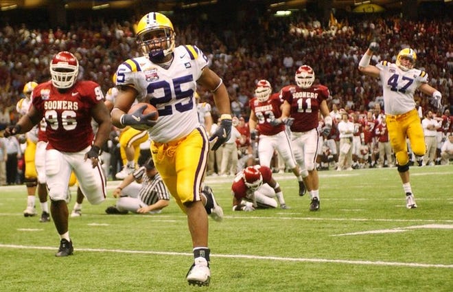 LSU's Justin Vincent takes the ball for a touchdown in the Sugar Bowl on Sunday.