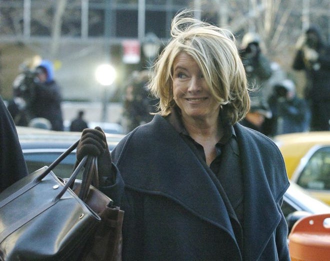 Martha Stewart arrives at a Manhattan federal courthouse Tuesday for her first appearance at her closely watched trial.